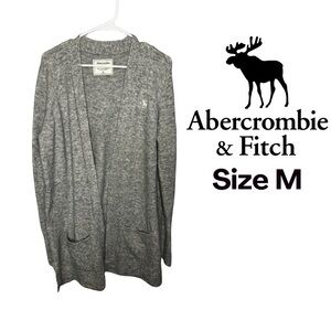 Abercrombie & Fitch Women’s Cardigan Open Front Long Duster Soft Gray Size M EUC